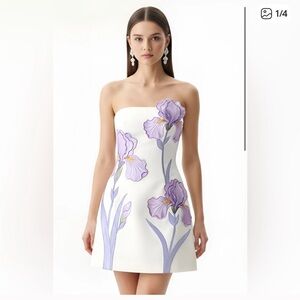 JW PEI iris floral print strapless dress